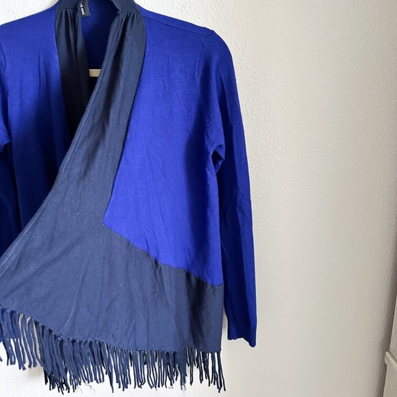 Vintage Central Park West Two-Tone Fringe Shawl Cardigan (One Size) - Picture 7 of 7